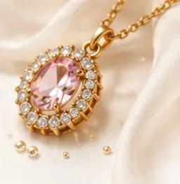 Silver pendant with a pink stone