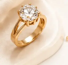 Silver ring set with white stones